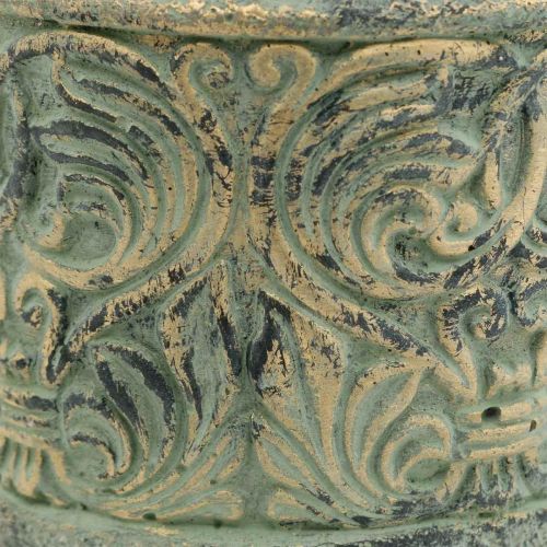 Floristik24 Macetero aspecto antiguo verde, maceta de hormigón dorado Ø11cm H12.5cm