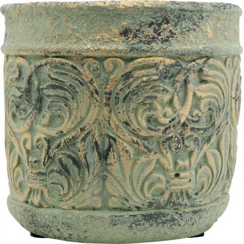 Floristik24 Macetero aspecto antiguo verde, maceta de hormigón dorado Ø11cm H12.5cm
