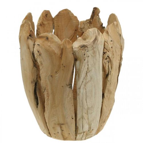 Floristik24 Maceta de madera de paulownia, macetero, decoración de madera H32cm Ø28cm