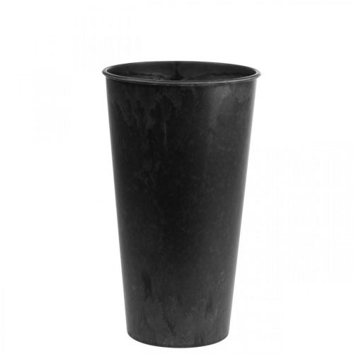 Floristik24 Jarrón de suelo jarrón negro plástico antracita Ø17,5cm H28cm