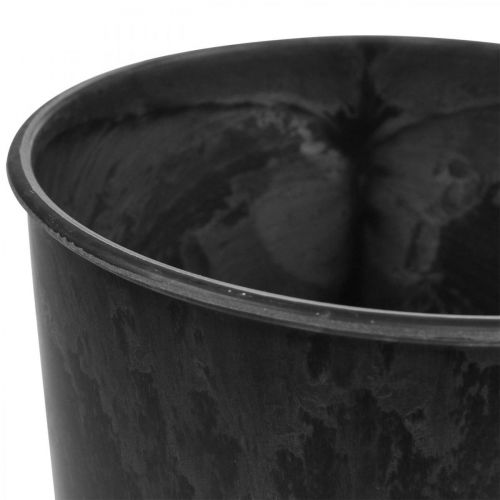 Floristik24 Jarrón de suelo jarrón negro plástico antracita Ø19cm H33cm