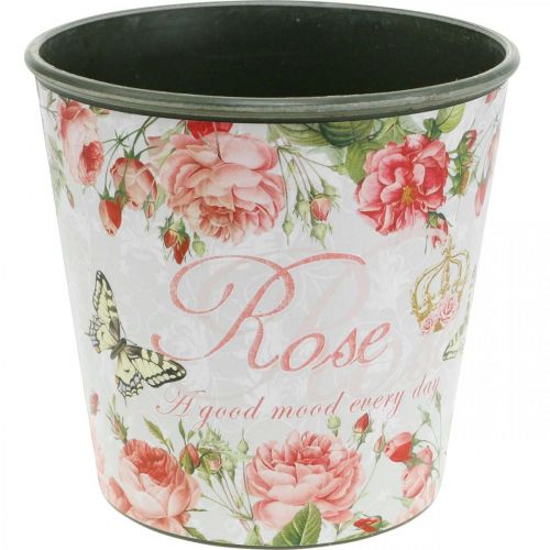 Artículo Jardinera, cubeta para plantar, jardinera con rosa H13cm Ø13.5cm