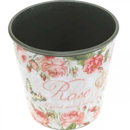 Artículo Jardinera, cubeta para plantar, jardinera con rosa H13cm Ø13.5cm