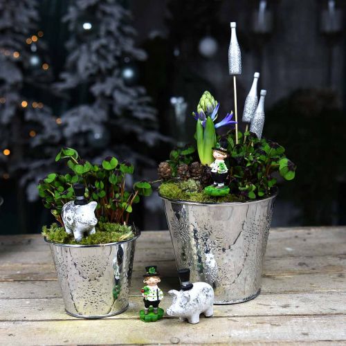 Artículo Maceta con estampado de copos de nieve Ø16,5cm H14,5cm 1ud