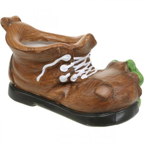 Artículo Jardinera decorativa, zapato con rana, cerámica 30×18cm H15cm