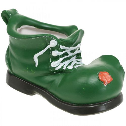 Artículo Jardinera decorativa, zapato verde con erizo, cerámica 14x13cm H13cm
