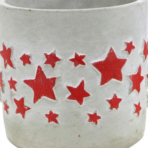 Artículo Decoración de cerámica con motivo de estrella, jardinera, aspecto cemento, decoración de Adviento Ø10.5cm H9.5cm 3ud