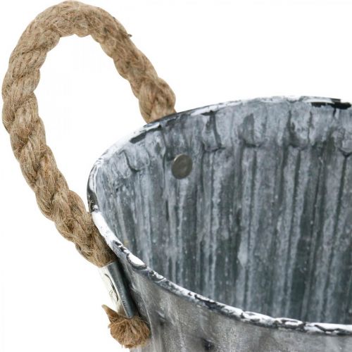 Floristik24 Macetero con asas, contenedor de metal, macetero aspecto antiguo Ø12cm