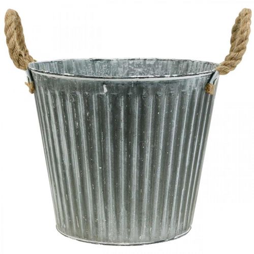 Artículo Macetero, macetero decorativo con asas, macetero metálico para plantar Ø25,5cm