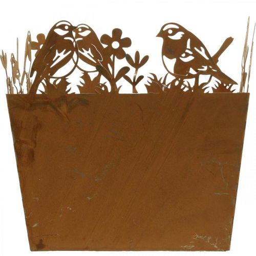 Artículo Macetero, decoración de metal con pájaros, macetero, pátina de primavera Al. 15,5 cm
