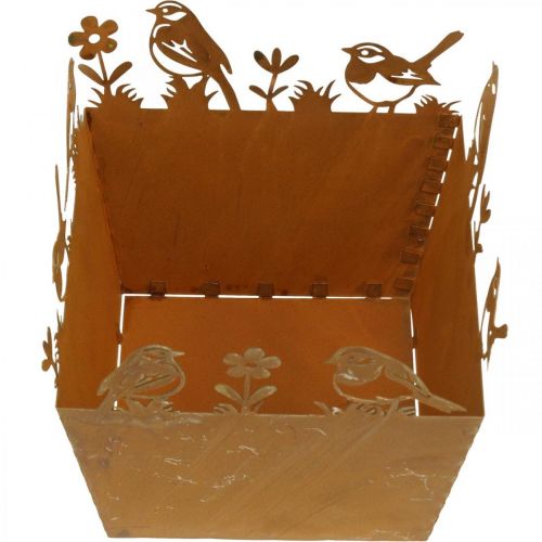 Artículo Macetero, decoración de metal con pájaros, macetero, pátina de primavera Al. 15,5 cm