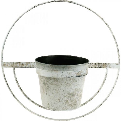 Floristik24 Macetero shabby chic decoración pared metal blanco con suspensión Ø37cm