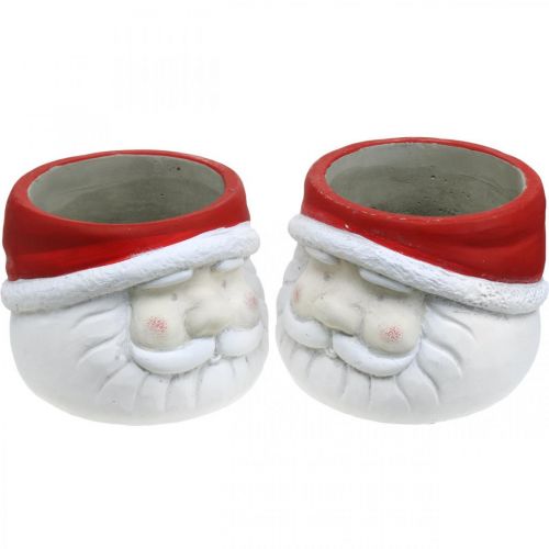 Floristik24 Macetero Papá Noel maceta Navidad hormigón H10cm 2pcs