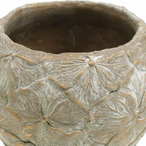 Floristik24 Macetero de cemento pequeño estampado de flores vintage Ø15cm H11cm