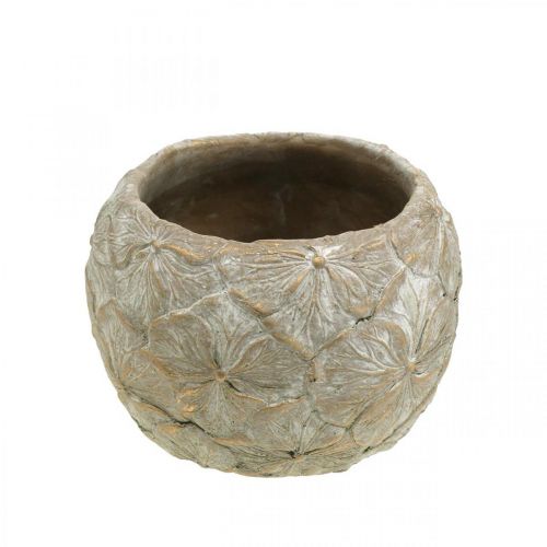 Floristik24 Macetero de cemento pequeño estampado de flores vintage Ø15cm H11cm