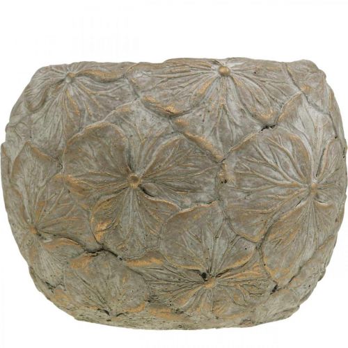 Floristik24 Macetero de cemento pequeño estampado de flores vintage Ø15cm H11cm