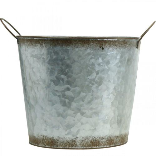 Artículo Macetero con asas, cuenco decorativo decoración de óxido, recipiente de metal plata Ø26cm H25.5cm
