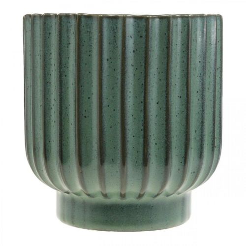 POLONIO Macetero de Ceramica Verde de 28 Centimetros para Jardin Jardinera de Ceramica Verde Macetero de Ceramica Grande Verde Jarron de Ceramica Grande Verde 
