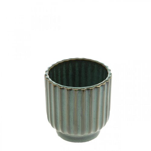 Floristik24 Mini maceta, jardinera de cerámica, jardinera ondulada verde, marrón Ø8cm H8.5cm