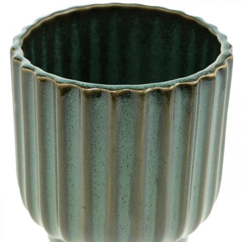 Floristik24 Mini maceta, jardinera de cerámica, jardinera ondulada verde, marrón Ø8cm H8.5cm