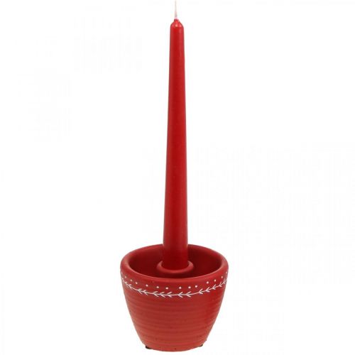 Floristik24 Maceta roja con portavelas Maceta decorativa hormigón Ø10cm H8cm 4pcs