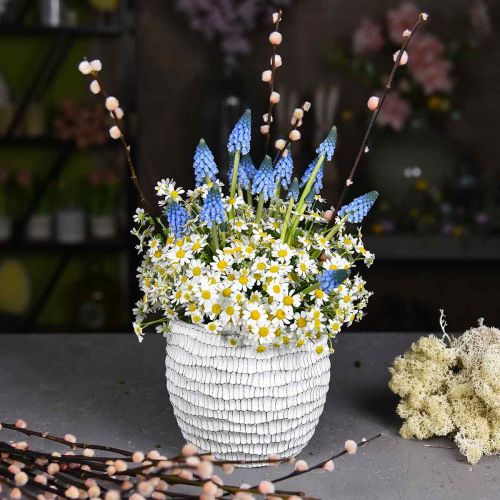 Floristik24 Macetero hormigón blanco vintage macetero panal H13cm Ø12.5cm 2pcs