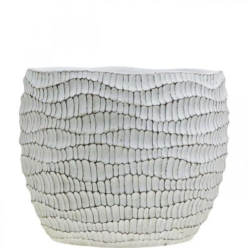 Artículo Macetero Hormigón Blanco Vintage Panal Decorativo Maceta H15cm Ø15cm