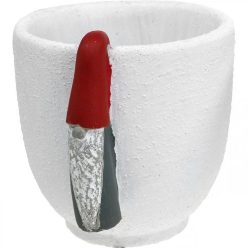 Artículo Maceta de Navidad con gnomo, decoración de Adviento, jardinera de hormigón blanco, rojo Ø8cm H12.5cm 2ud