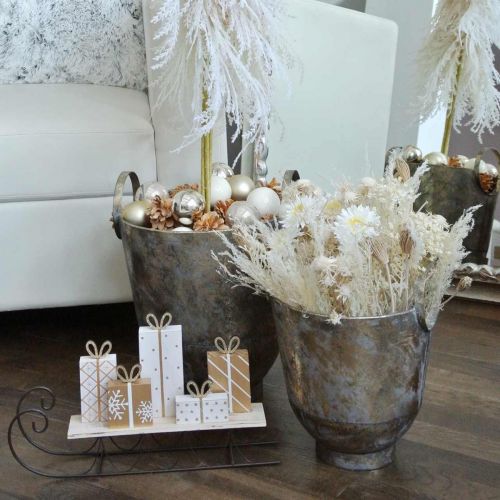 Floristik24 Jardinera antigua con asas Maceta decorativa de metal Ø31 / 25cm, juego de 2