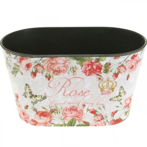 Artículo Maceta con rosas, recipiente decorativo, bandeja para flores 21,5 cm / 18,5 cm, juego de 2