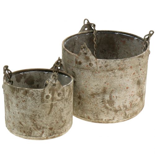 Floristik24 Macetero para colgar antiguo Ø10/14cm 2uds