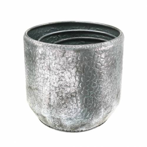 Floristik24 Cachete antiguo de zinc plateado Ø22 / 26 / 30cm, juego de 3