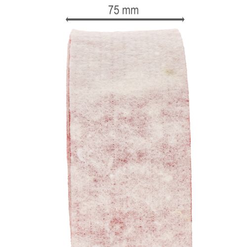 Bisagra para maceta bicolor hecha de 100% lana como cinta decorativa de fieltro, blanco/rojo, 7,5 cm de ancho, 5 m de largo. | Floristik24.es
