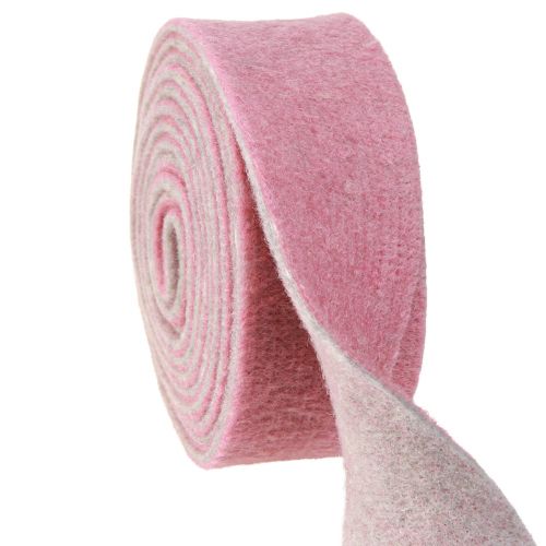 Floristik24 Cinta decorativa para macetas, fieltro de lana, lana, rosa viejo, gris, 7,5cm, 5m