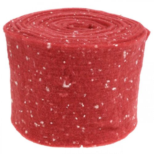Floristik24 Cinta de fieltro roja con lunares, cinta decorativa, cinta para macetas, fieltro de lana rojo claro, blanco 15cm 5m