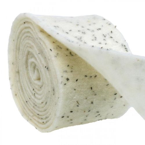 Cinta de fieltro con flores de lavanda, cinta decorativa, cinta de maceta, fieltro de lana blanco crema 15cm 5m