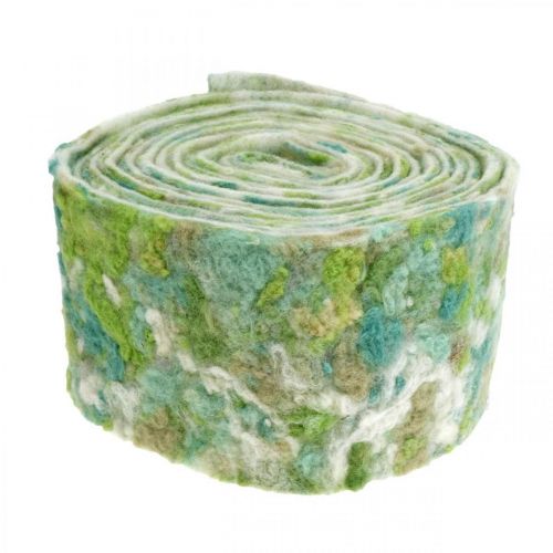 Floristik24 Cinta para macetas, decoración primaveral, cinta de fieltro verde, azul, blanca jaspeada 15cm 5m