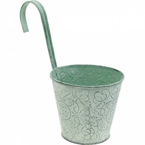 Floristik24 Macetero para colgar macetero de aspecto vintage verde blanco lavado Ø11,5cm