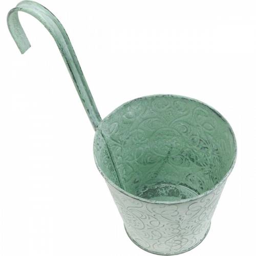 Floristik24 Macetero para colgar macetero de aspecto vintage verde blanco lavado Ø11,5cm