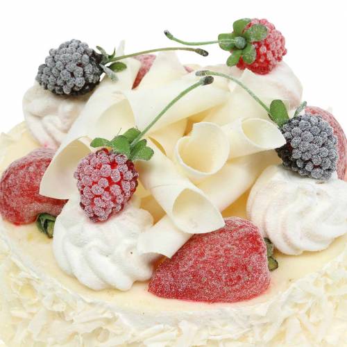 Floristik24 Pastel de crema artificial con frutos rojos Ø15cm H11.5cm