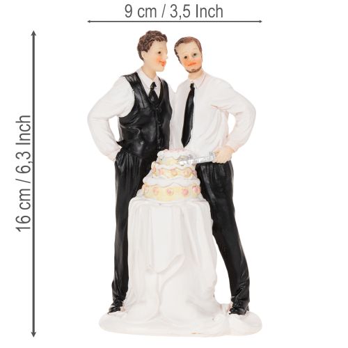 Adorno para tarta de una pareja de hombres con tarta, 16,5 cm. | Floristik24.es