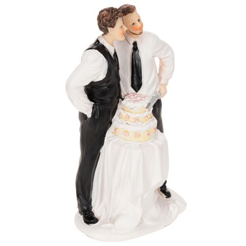 Adorno para tarta de una pareja de hombres con tarta, 16,5 cm. | Floristik24.es