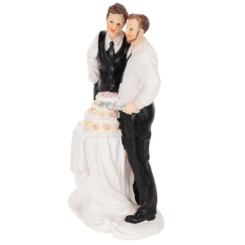 Adorno para tarta de una pareja de hombres con tarta, 16,5 cm. | Floristik24.es