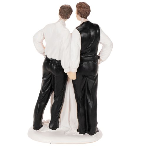 Adorno para tarta de una pareja de hombres con tarta, 16,5 cm. | Floristik24.es