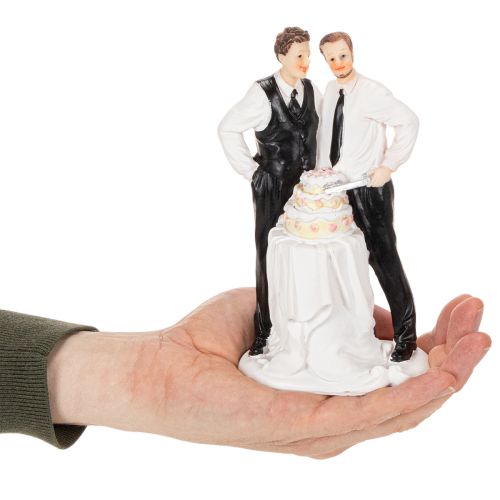 Adorno para tarta de una pareja de hombres con tarta, 16,5 cm. | Floristik24.es