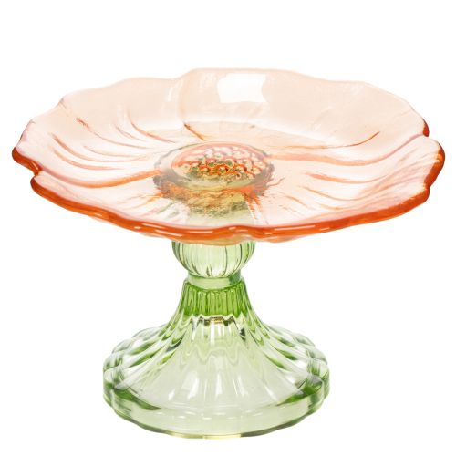 Plato decorativo de cristal con pie, diseño floral para decoración de mesa con estilo y decoración de verano, 15 cm
