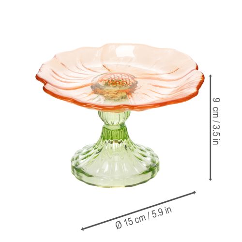 Artículo Plato decorativo de cristal con pie, diseño floral para decoración de mesa con estilo y decoración de verano, 15 cm