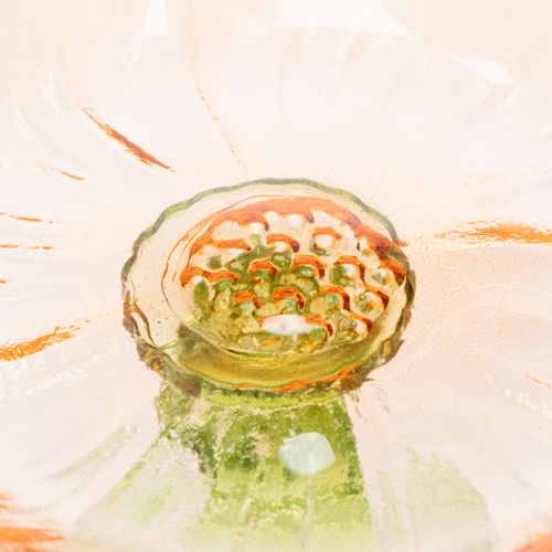 Artículo Plato decorativo de cristal con pie, diseño floral para decoración de mesa con estilo y decoración de verano, 15 cm