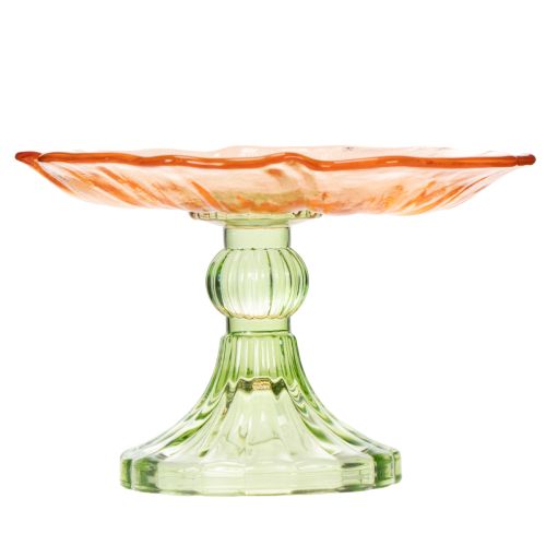 Artículo Plato decorativo de cristal con pie, diseño floral para decoración de mesa con estilo y decoración de verano, 15 cm