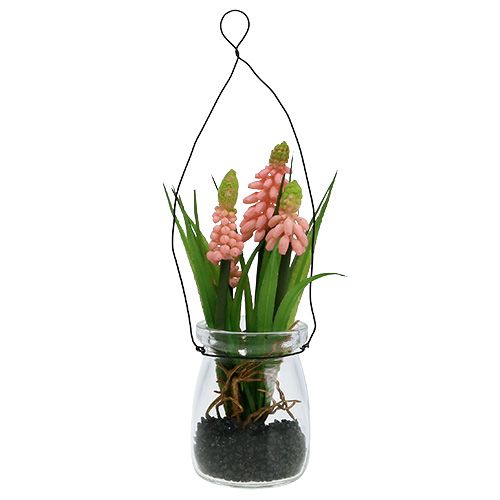 Artículo Jacinto de uva rosa artificial en vaso 16cm